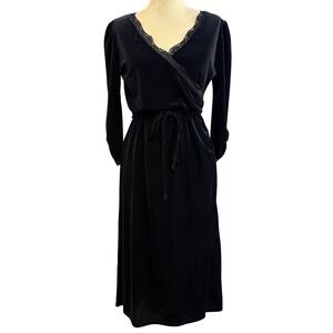 NWT Apt 9 L Dress Black Velvet Wrap Lace Glam Goth Dark Academia Witchy Sexy 90s